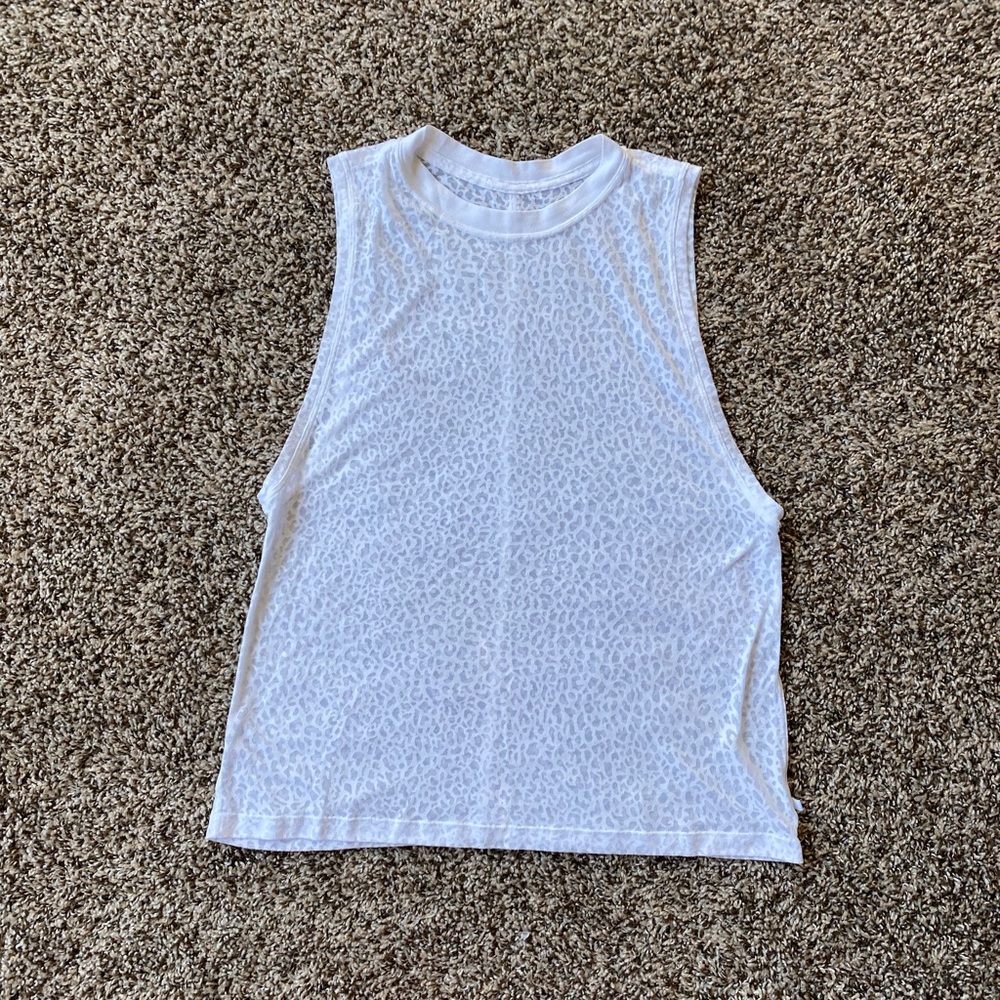 Lululemon Muscle Tank Top White Leopard Print